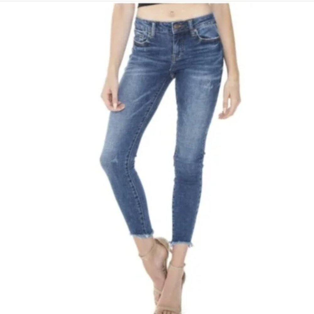 Pistola Women's Mid-Rise Frayed Hem‎ Skinny Ankle Jeans Size 32